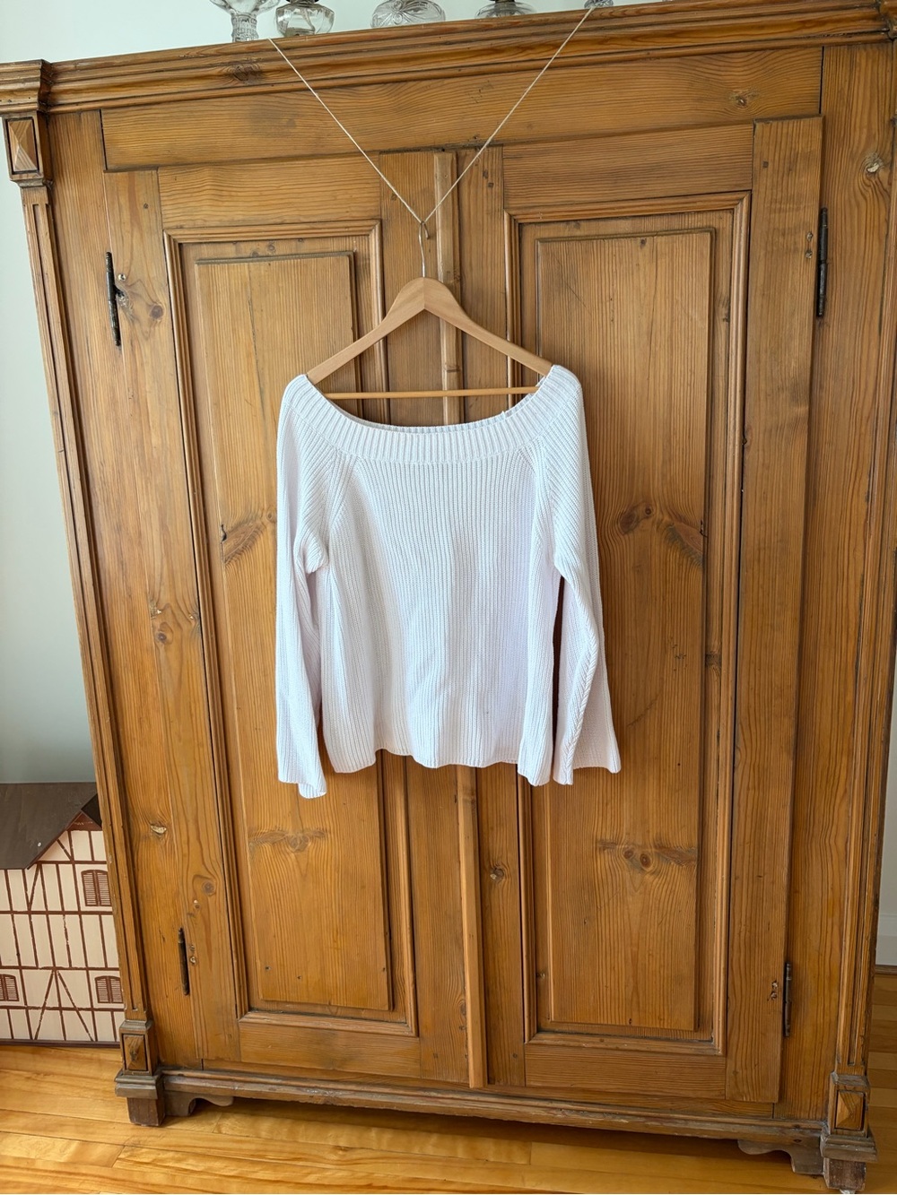525 America White Ribbed Scoop Neck Sweater